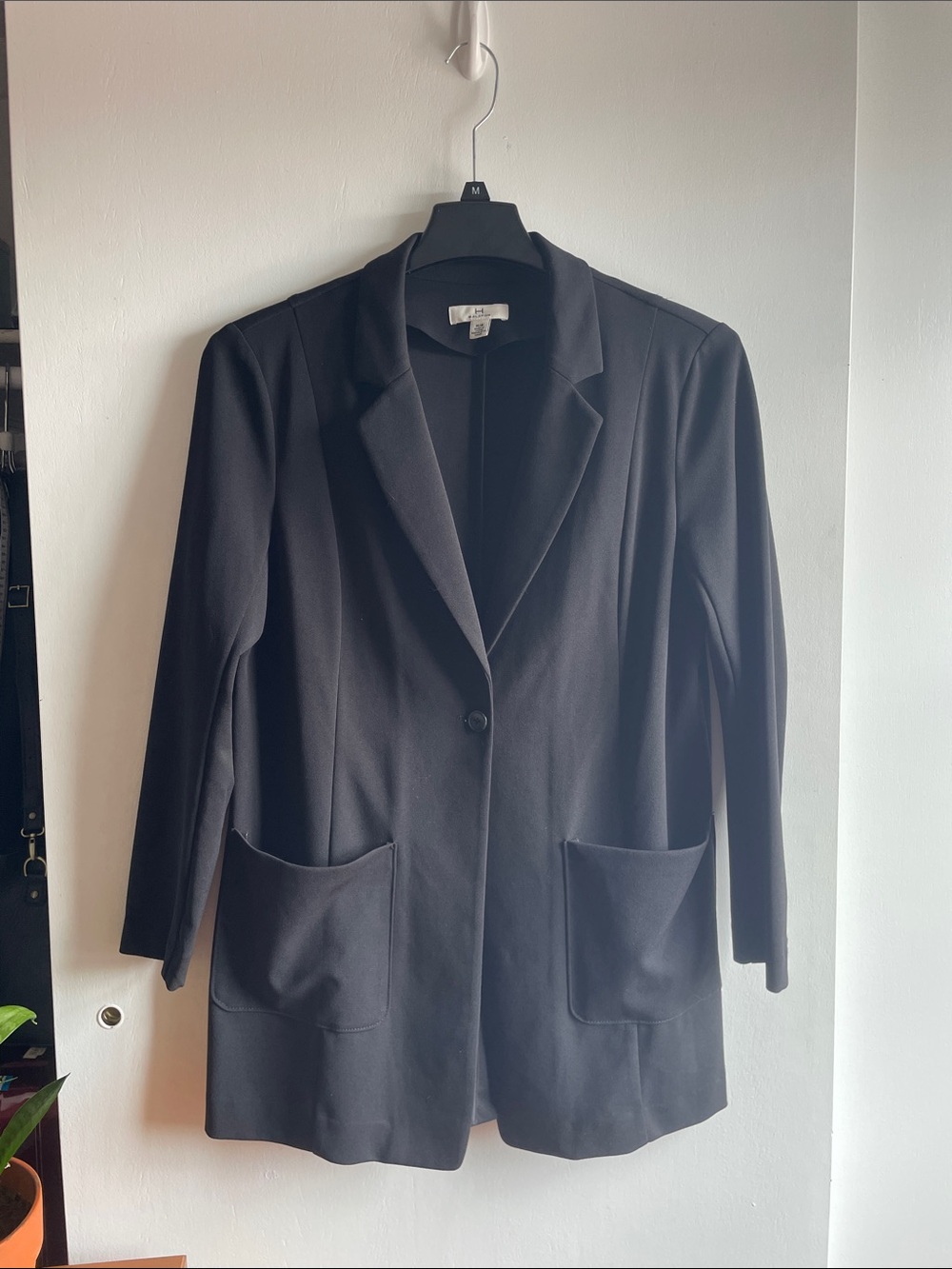 Halston Heritage Black Single-Button Blazer with Patch Pockets